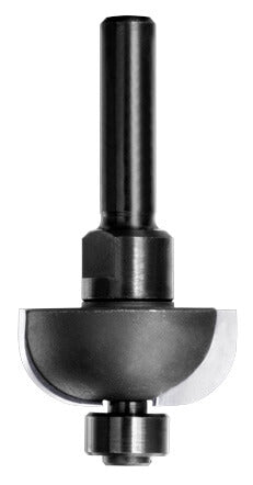 JSO HW-bestückter Halbhohlkehlfräser mit Radius 9,5 mm, 8 mm Schaftaufnahme und kugelgelagertem Anlauflager.