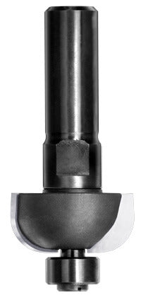 JSO HW-bestückter Halbhohlkehlfräser mit Radius 8 mm, massivem 12 mm Schaft und kugelgelagertem Anlauflager.