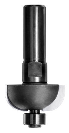JSO HW-bestückter Halbhohlkehlfräser mit Radius 9,5 mm, massivem 12 mm Schaft und kugelgelagertem Anlauflager.