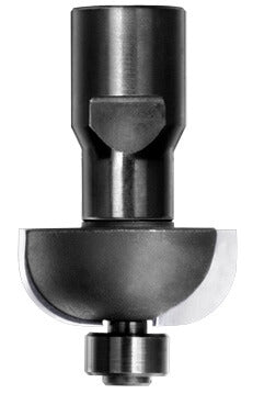 JSO HW-bestückter Halbhohlkehlfräser mit Radius 9,5 mm, massiver M12-Innengewinde-Aufnahme und kugelgelagertem Anlauflager.