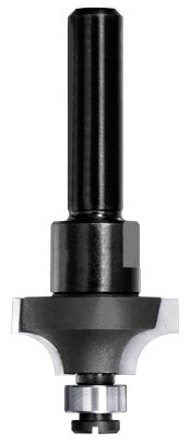 JSO Viertelstabfräser mit Hartmetall-Schneiden, 8 mm Schaftaufnahme und montiertem 9 mm Anlauf-Kugellager an der Spitze.