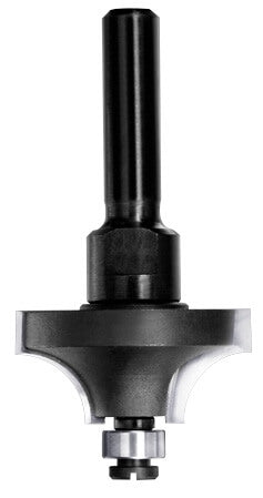 JSO Viertelstabfräser mit Hartmetall-Schneiden, Radius 9,5 mm, 6 mm Schaft und montiertem 9 mm Anlauf-Kugellager.