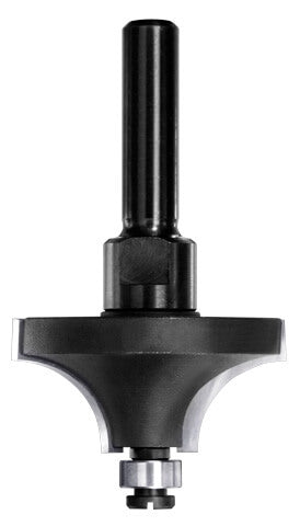 JSO Viertelstabfräser mit Hartmetall-Schneiden, Radius 12,7 mm, 6 mm Schaft und montiertem 9 mm Anlauf-Kugellager.