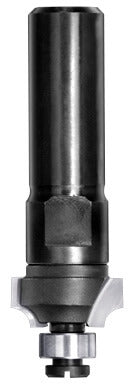 JSO Viertelstabfräser mit Hartmetall-Schneiden, stabilem 12 mm Schaft und montiertem 9 mm Anlauf-Kugellager an der Spitze.