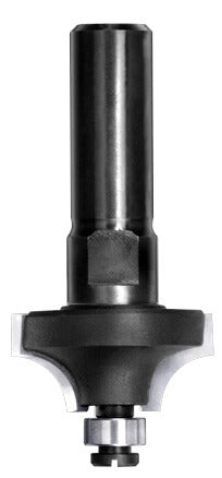 JSO Viertelstabfräser mit massiven Hartmetall-Schneiden, stabilem 12 mm Schaft und montiertem 9 mm Anlauf-Kugellager an der Spitze.