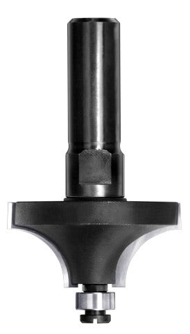 JSO Viertelstabfräser mit massiven Hartmetall-Schneiden, stabilem 12 mm Schaft und montiertem 9 mm Anlauf-Kugellager an der Spitze.
