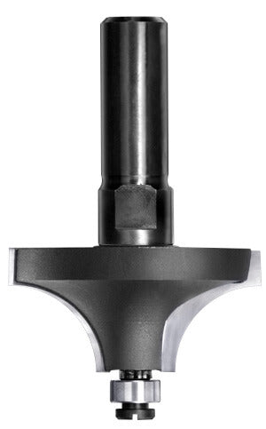 JSO Viertelstabfräser mit massiven Hartmetall-Schneiden, stabilem 12 mm Schaft und montiertem 9 mm Anlauf-Kugellager an der Spitze.