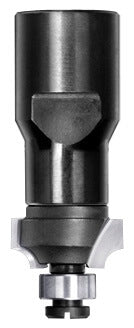 JSO Viertelstabfräser mit Hartmetall-Schneiden, M12 Innengewinde-Aufnahme und montiertem 9 mm Anlauf-Kugellager an der Spitze.