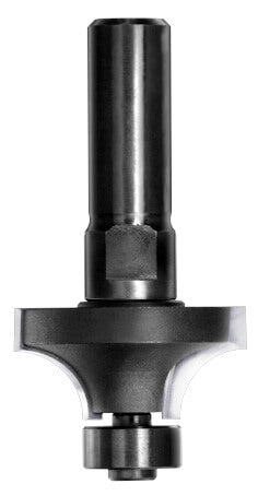 JSO Hartmetall Abrundfräser Radius 9,5 mm mit montiertem 14 mm Anlauflager und massivem 12 mm Schaft.