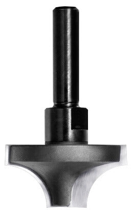 JSO Viertelstabfräser Radius 12,7 mm mit stirnseitiger Bohrschneide, Hartmetall-Schneiden und 8 mm Schaft für das direkte Eintauchen in Holzoberflächen.