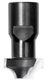 JSO Viertelstabfräser Radius 6 mm mit stirnseitiger Bohrschneide, Hartmetall-Schneiden und stabiler M12 Innengewinde-Aufnahme für stationäre Frässpindeln.