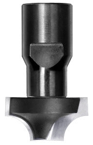 JSO Viertelstabfräser Radius 8 mm mit stirnseitiger Bohrschneide, Hartmetall-Schneiden und stabiler M12 Innengewinde-Aufnahme für stationäre Frässpindeln.
