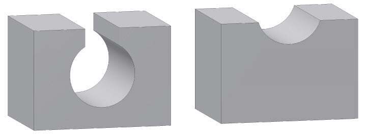 Fräsbild einer halbkreisförmigen Hohlkehle mit 9,5 mm Radius in einer Holzoberfläche.