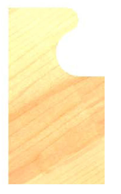 Querschnitt einer modernen Griffleiste in einer edlen Holzfront, realisiert mit dem stabilen JSO 12 mm Fräser.