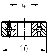 Technische Maßzeichnung des Kugellagers: Details zum Außendurchmesser 10 mm und Bohrungsdurchmesser 4 mm.