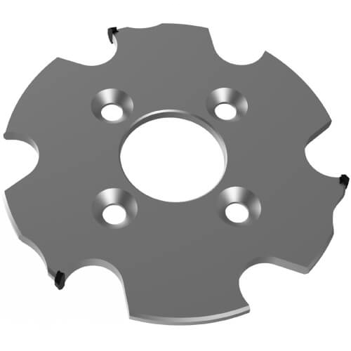 JSO CNC-Diamant-Scheibennutfräser DP für das Lamello Clamex System mit einem Durchmesser von 100,4 mm, einer Schnittbreite von 7,0 mm, drei Diamantschneiden und einer 22 mm Bohrung mit vier versenkten Mitnehmerlöchern im Holzfräsershop.
