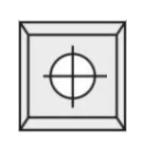 Technische Zeichnung der quadratischen JSO Wendeplatte 9 x 9 x 1,5 mm mit Bohrungsdurchmesser und Schneidengeometrie.