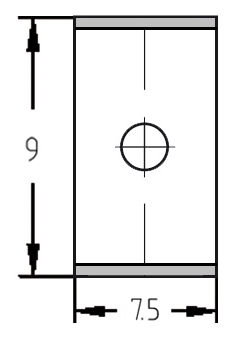 Technische Konstruktionszeichnung der Wendeplatte 9,0 x 12,0 x 1,5 mm mit Bemaßung von Länge (L), Breite (B) und Stärke (s).