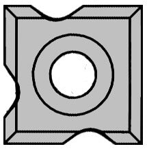 Multifunktions JSO Hartmetall (HW) Combi-Wendeplatte mit 45 Grad Fase und Radien R1, R2 und R3.