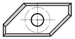 JSO Hartmetall (HW) Fase-Wendeplatte 45 Grad für Unitec-Systeme, zweiseitig profiliert mit 1-Loch-Bohrung.