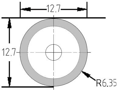 Hohlkehl-Wendeplatte HW | R 6,35 mm | 12,7 x 12,7 x 1,5 | 1-Loch | Umlaufend profiliert
