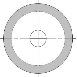 Quadratische JSO Hartmetall (HW) Hohlkehl-Wendeplatte R 6,35 mm, umlaufend profiliert mit zentraler 1-Loch-Bohrung.