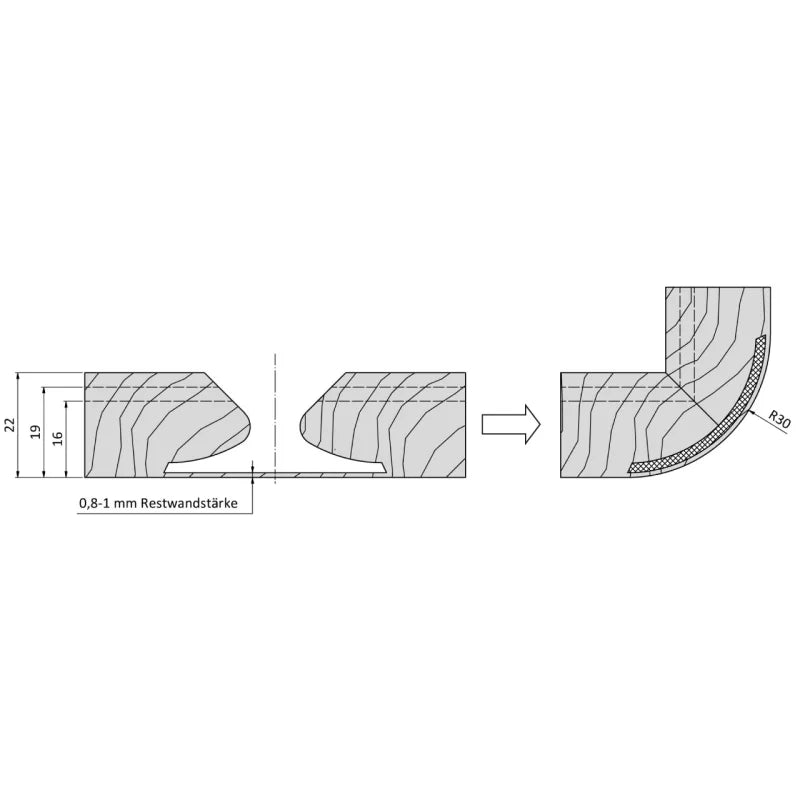 Diamant-Foldingfräser DP  | R 30 mm | Ø 46,8 x 25 mm | Rechtslauf | HSK-63F | GL 115 mm