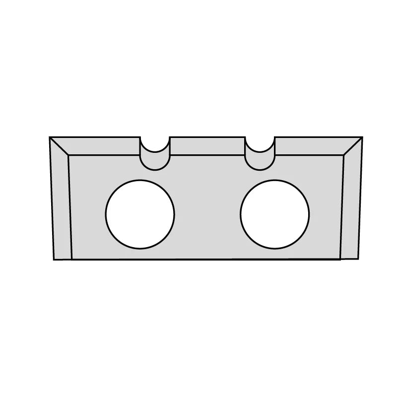 Wendeplatte HW02 16x7x1,5mm Type C mit 2 Spanbrechernuten und 2-Loch Fixierung im Holzfräsershop.