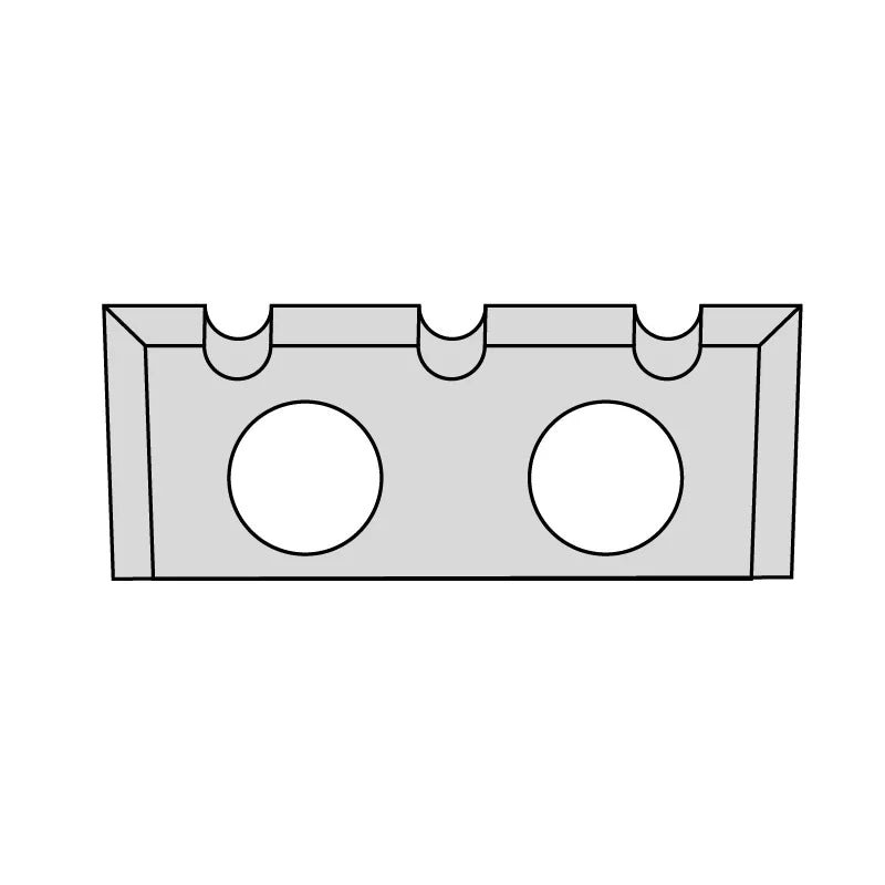 Wendeplatte HW02 16x6x1,5mm Type D mit 3 Spanbrechernuten und 2-Loch Fixierung im Holzfräsershop.