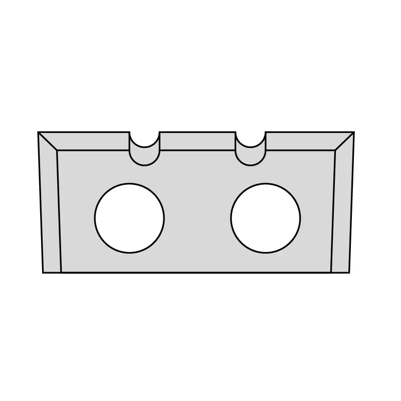 Wendeplatte HW02 16x7x1,5mm Type C mit 2 Spanbrechernuten und 2-Loch Fixierung im Holzfräsershop.