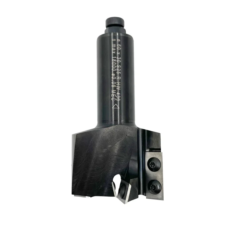 JSO CNC-Fügefräser mit HW-Wendeplatten, Achswinkel-Messeranordnung (Z=2+2), ausgelegt für Nuten, Falzen und Planfräsen, 40 mm Durchmesser, 30 mm Schnittlänge und zylindrischem 20 mm Schaft.