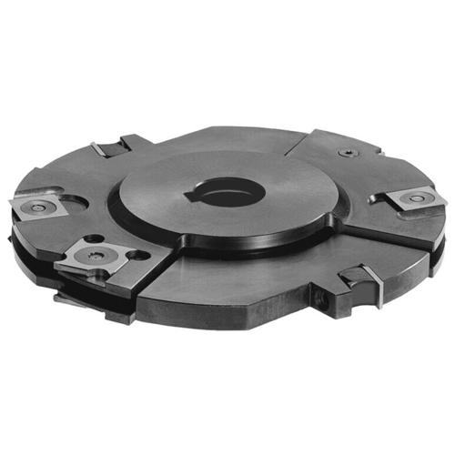 JSO CNC-Wendeplatten-Verstellnuter HW mit einem Durchmesser von 125 mm, flexibel einstellbarer Schnittbreite von 4,0 bis 15,0 mm mittels Zwischenringen, integrierter Keilnut und präziser Spindelbohrung von 20 mm im Holzfräsershop.